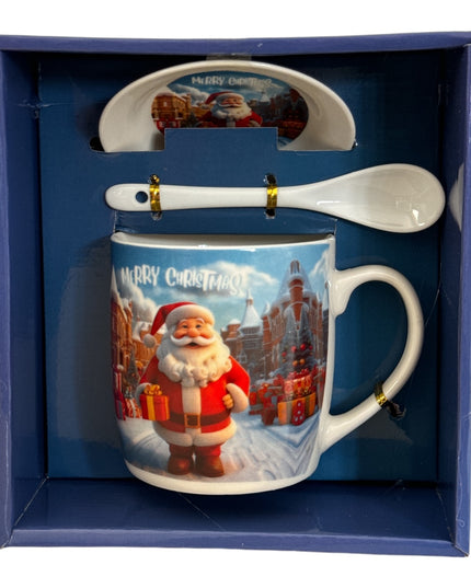 Set cadou Crăciun cană cu capac și linguriță HK2178