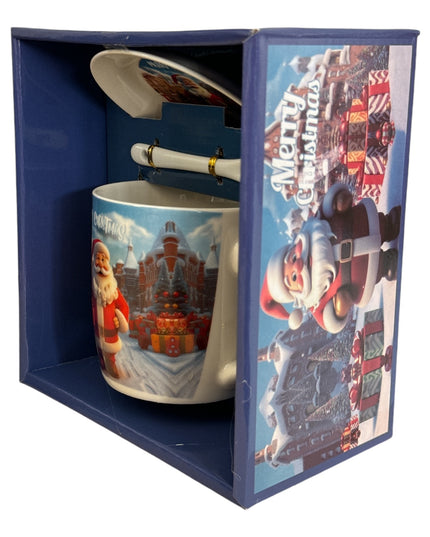 Set cadou Crăciun cană cu capac și linguriță HK2178