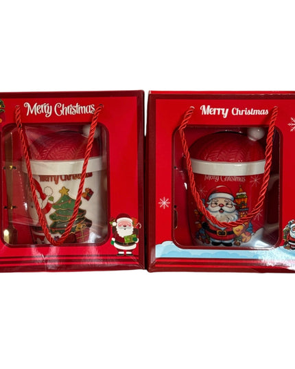 Set cadou Crăciun cană cu capac și linguriță metal HM312/11