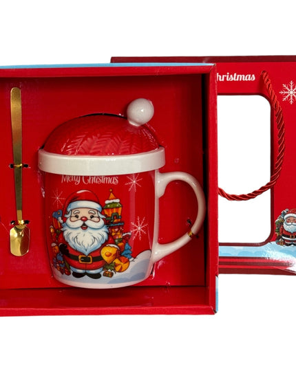Set cadou Crăciun cană cu capac și linguriță metal HM312/11