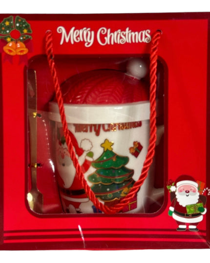 Set cadou Crăciun cană cu capac și linguriță metal HM312/11