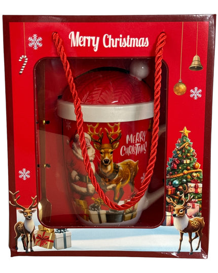 Set cadou Crăciun cană cu capac și linguriță metal HM317/18