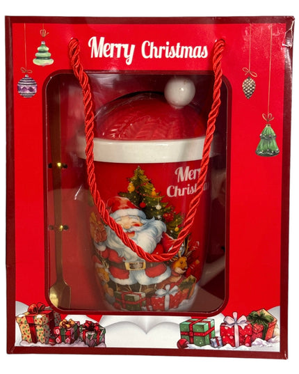 Set cadou Crăciun cană cu capac și linguriță metal HM317/18