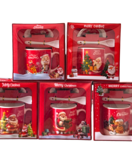 Set cadou Crăciun cană cu capac și linguriță A