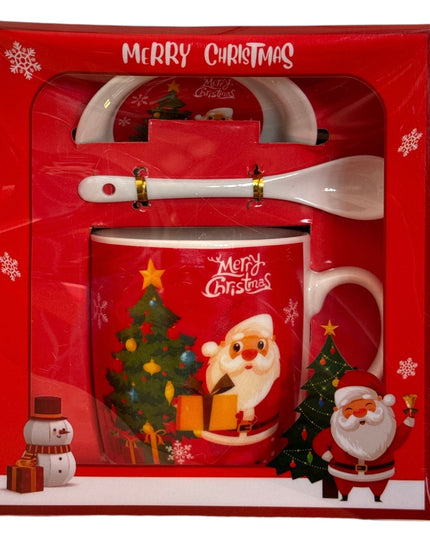 Set cadou Crăciun cană cu capac și linguriță A