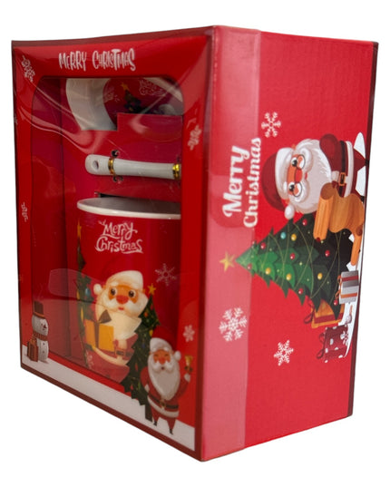 Set cadou Crăciun cană cu capac și linguriță A