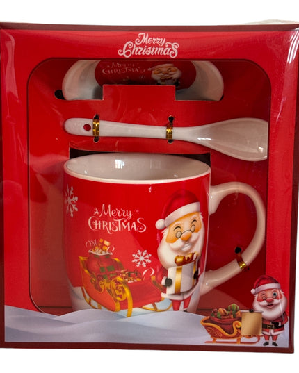 Set cadou Crăciun cană cu capac și linguriță A