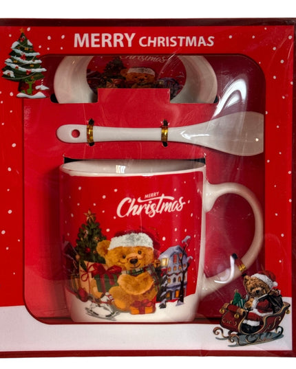 Set cadou Crăciun cană cu capac și linguriță A