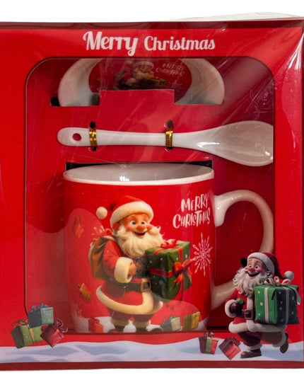 Set cadou Crăciun cană cu capac și linguriță A