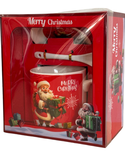 Set cadou Crăciun cană cu capac și linguriță A