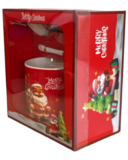 Set cadou Crăciun cană cu capac și linguriță A