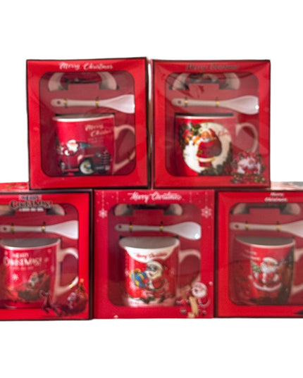 Set cadou Crăciun cană cu capac și linguriță B