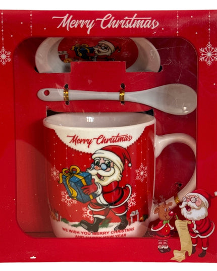 Set cadou Crăciun cană cu capac și linguriță B