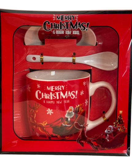 Set cadou Crăciun cană cu capac și linguriță B