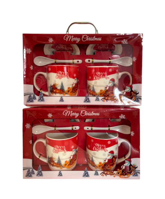 Set cadou Crăciun 2 căni cu capac și linguriță HK657