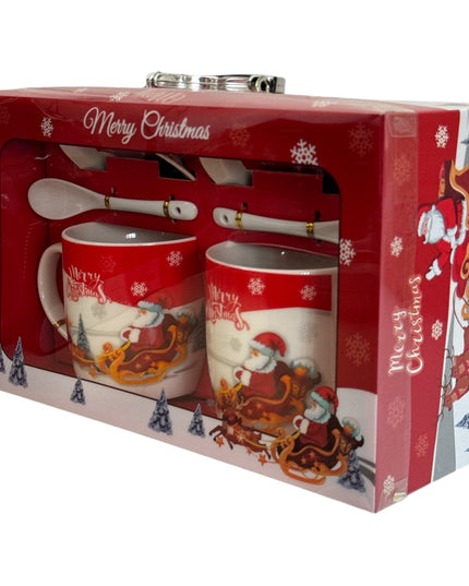 Set cadou Crăciun 2 căni cu capac și linguriță HK657