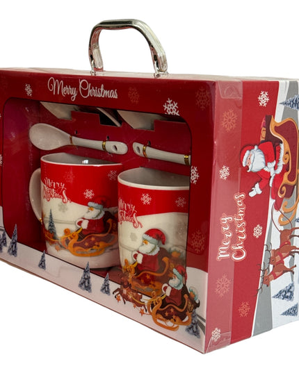 Set cadou Crăciun 2 căni cu capac și linguriță HK657