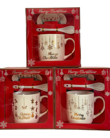 Set cadou cană Crăciun cu capac și linguriță HK2173