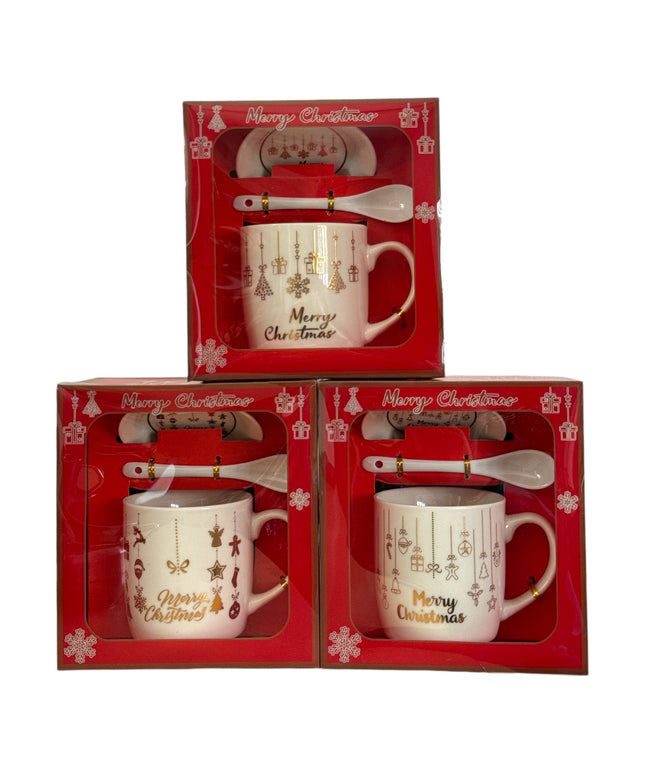 Set cadou cană Crăciun cu capac și linguriță HK2173