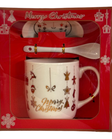 Set cadou cană Crăciun cu capac și linguriță HK2173