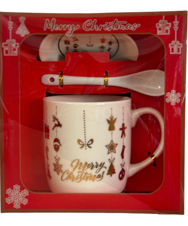 Set cadou cană Crăciun cu capac și linguriță HK2173