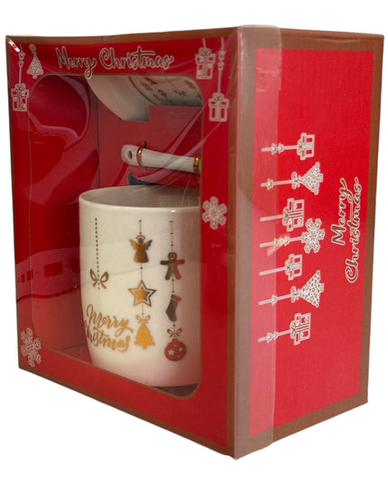 Set cadou cană Crăciun cu capac și linguriță HK2173