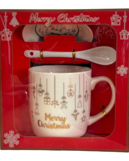 Set cadou cană Crăciun cu capac și linguriță HK2173