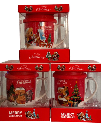 Set cadou Crăciun cană cu linguriță și capac silicon QF838B