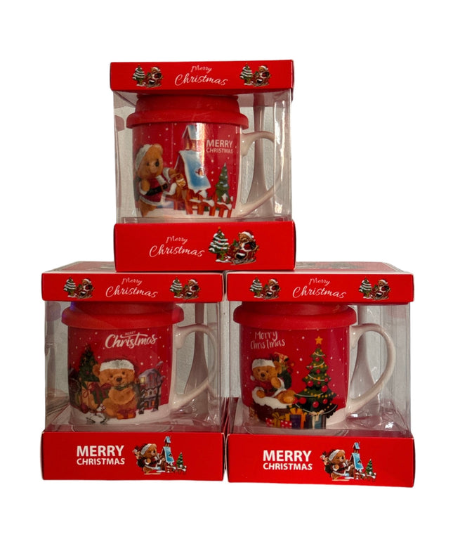 Set cadou Crăciun cană cu linguriță și capac silicon QF838B