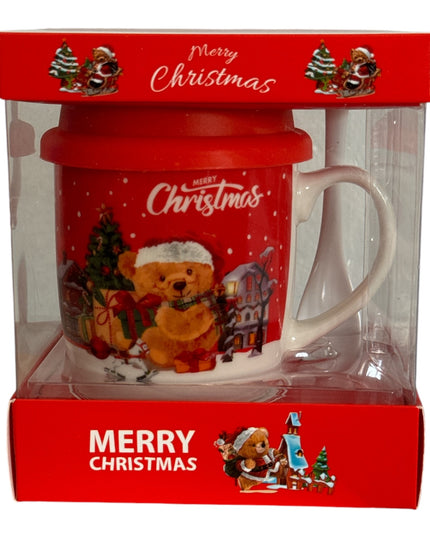 Set cadou Crăciun cană cu linguriță și capac silicon QF838B