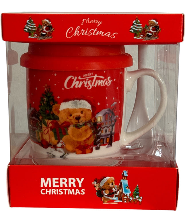 Set cadou Crăciun cană cu linguriță și capac silicon QF838B