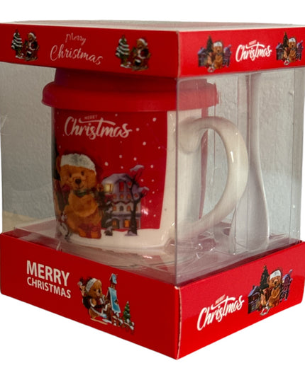 Set cadou Crăciun cană cu linguriță și capac silicon QF838B