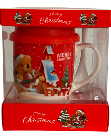 Set cadou Crăciun cană cu linguriță și capac silicon QF838B