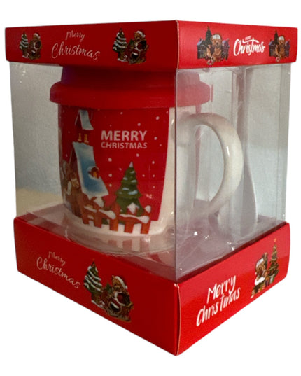 Set cadou Crăciun cană cu linguriță și capac silicon QF838B