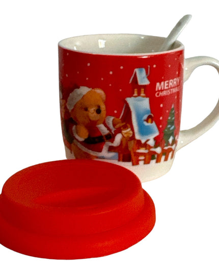 Set cadou Crăciun cană cu linguriță și capac silicon QF838B