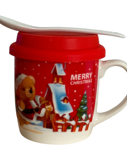 Set cadou Crăciun cană cu linguriță și capac silicon QF838B