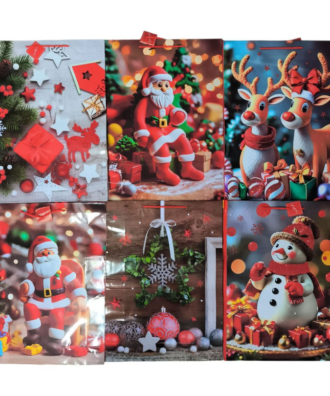 Pungă cadou cu model Crăciun 12/set 44x32cm