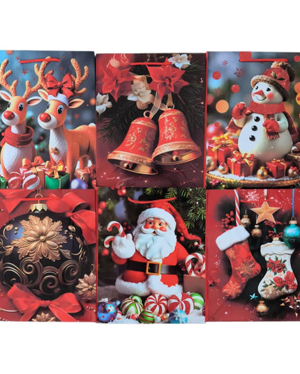 Pungă cadou cu model Crăciun 12/set 33x26cm