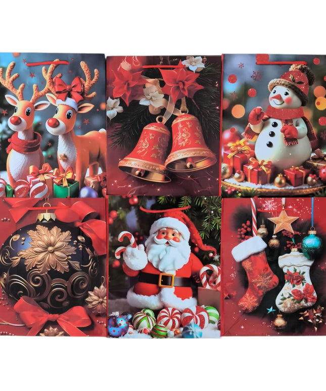 Pungă cadou cu model Crăciun 12/set 25x17cm