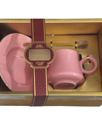 Set cadou ceașcă Good Luck cu farfurie și linguriță 901-30