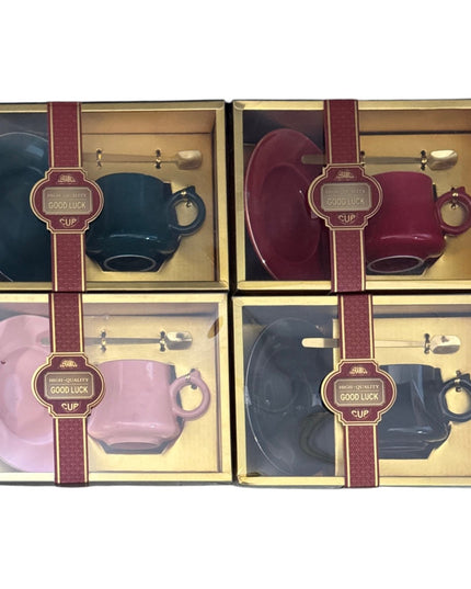 Set cadou ceașcă Good Luck cu farfurie și linguriță 901-30