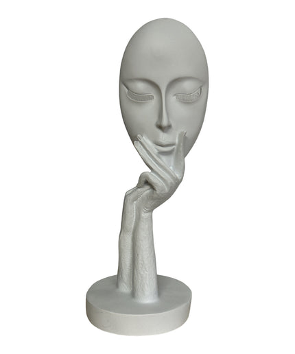 Statuie Față abstractă Alb 36cm
