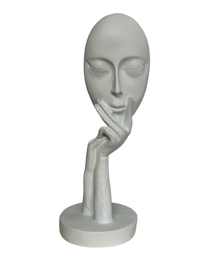 Statuie Față abstractă Alb 36cm