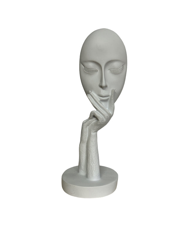 Statuie Față abstractă Alb 36cm