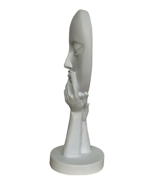 Statuie Față abstractă Alb 36cm