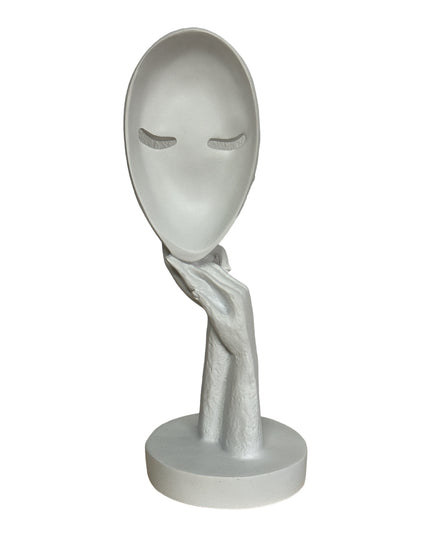 Statuie Față abstractă Alb 36cm