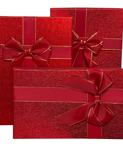 Set de 3 Cutii Cadou Roșii 23cm
