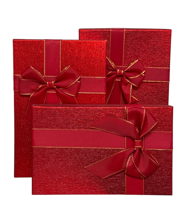 Set de 3 Cutii Cadou Roșii 23cm