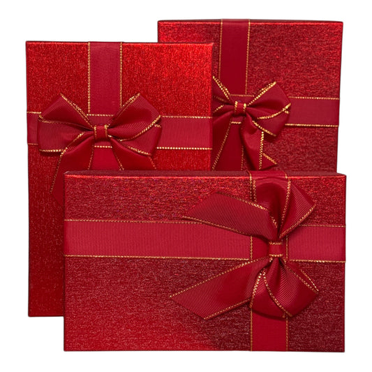 Set de 3 Cutii Cadou Roșii 23cm