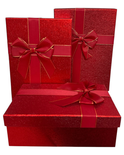 Set de 3 Cutii Cadou Roșii 23cm